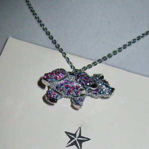 KIRKS FOLY RARE/NEW/SIGNED "PINK PIG PENDANT ON SILVER TONE CHAIN NECKLACE" WOW!